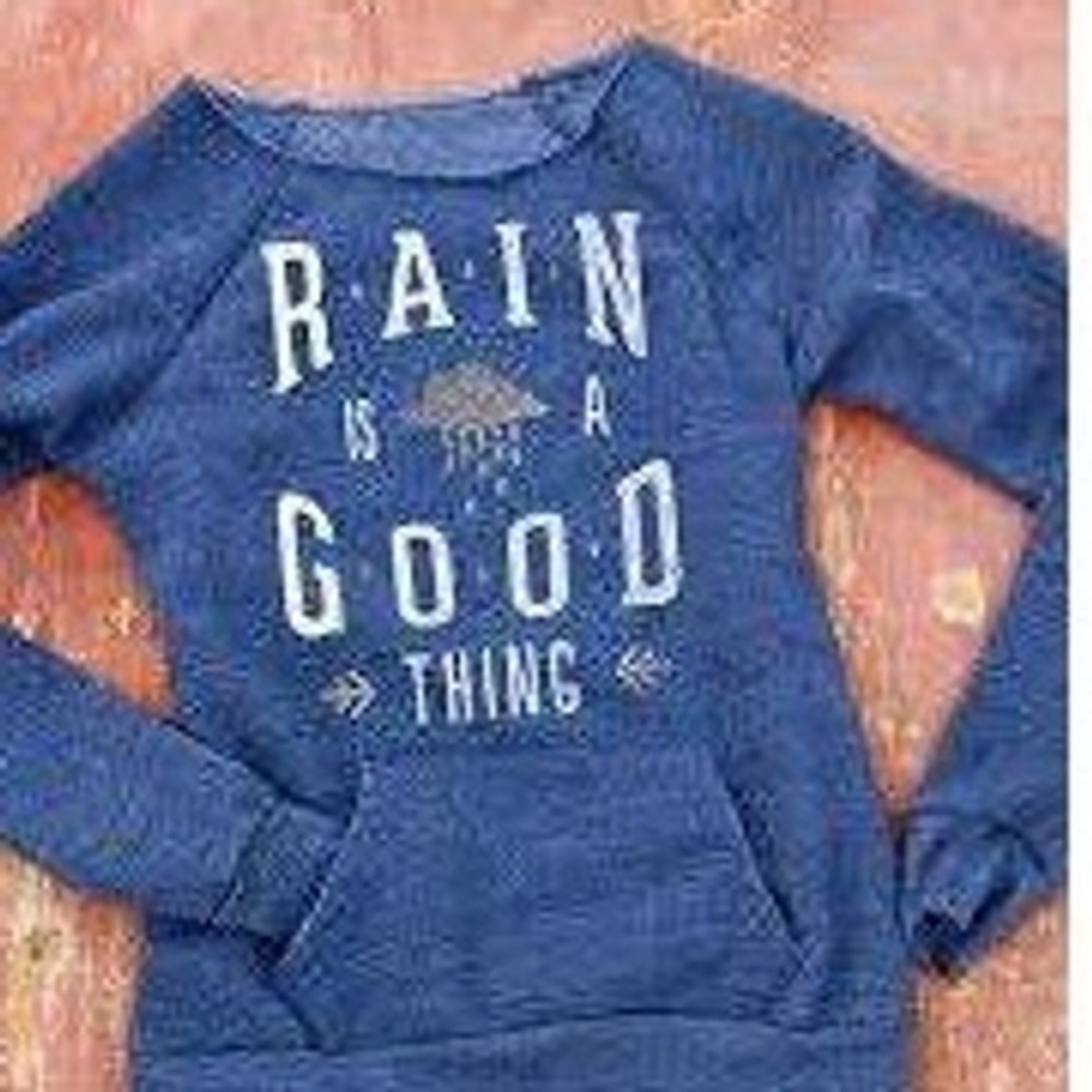 Alternative Earth Sweatshirt Womens XL Blue Rain‎ Is A Good Thing Pullover